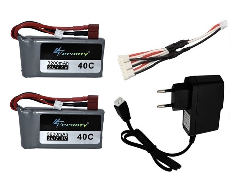 7.4v 3200mah Lipo batterie pour Wltoys 12428 12423 RC quatre roues RC véhicule voiture 1500mAH 7.4v batterie Feiyue 03 Q39 RC partie chargeur: Jaune