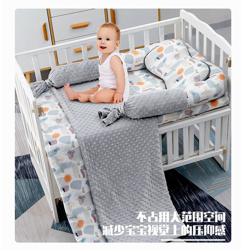 Baby crib, bed, soft package bedding, baby bed, toddler ham sausage fence, children's pure cotton anti-fall anti-collision strip