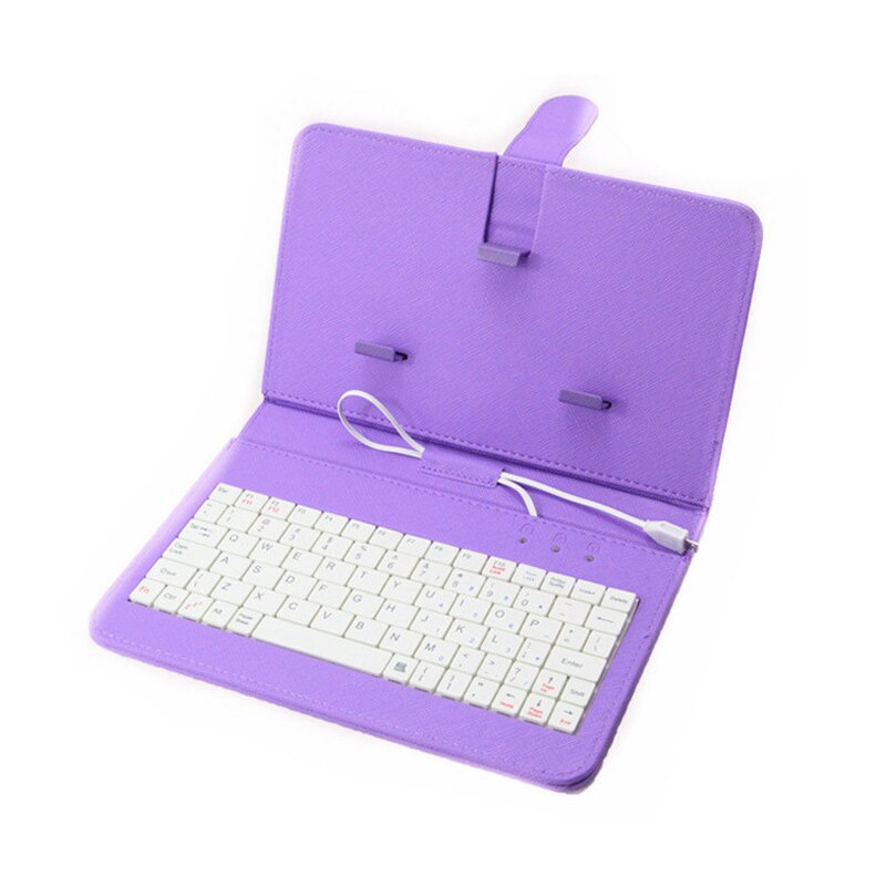 Funda de cuero PU portátil para tableta, cubierta para teclado con cable USB, funda abatible para teléfono móvil OTG Android de 4,8-6 pulgadas