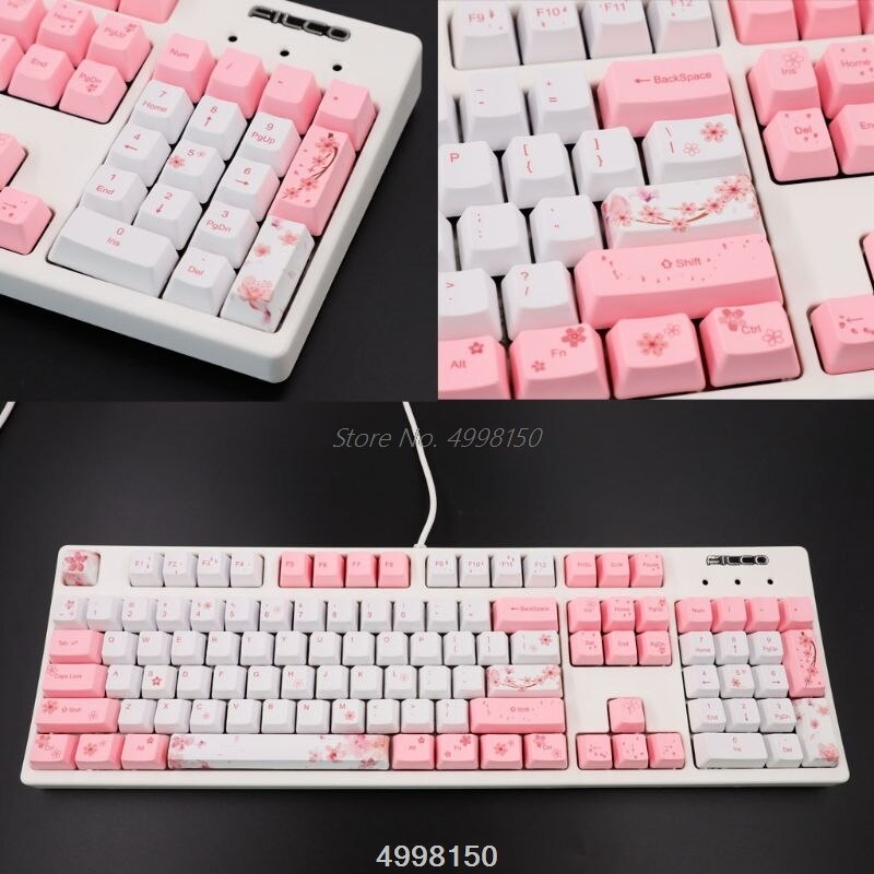 OEM PBT Cherry Blossom Keycap Mechanical Keyboard Keycaps Dye-Sublimation Keycap