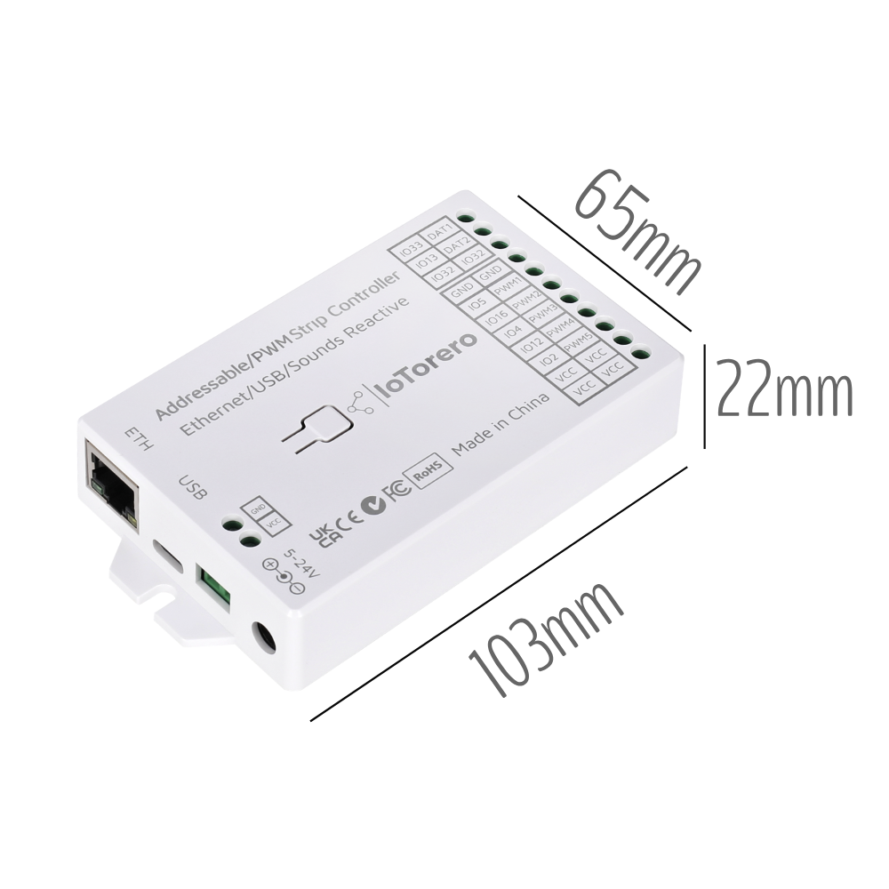 Kontroler taśm led iotorero wled ethernet esp 32 adresowalny i pwm współpracuje z asystentem domowym