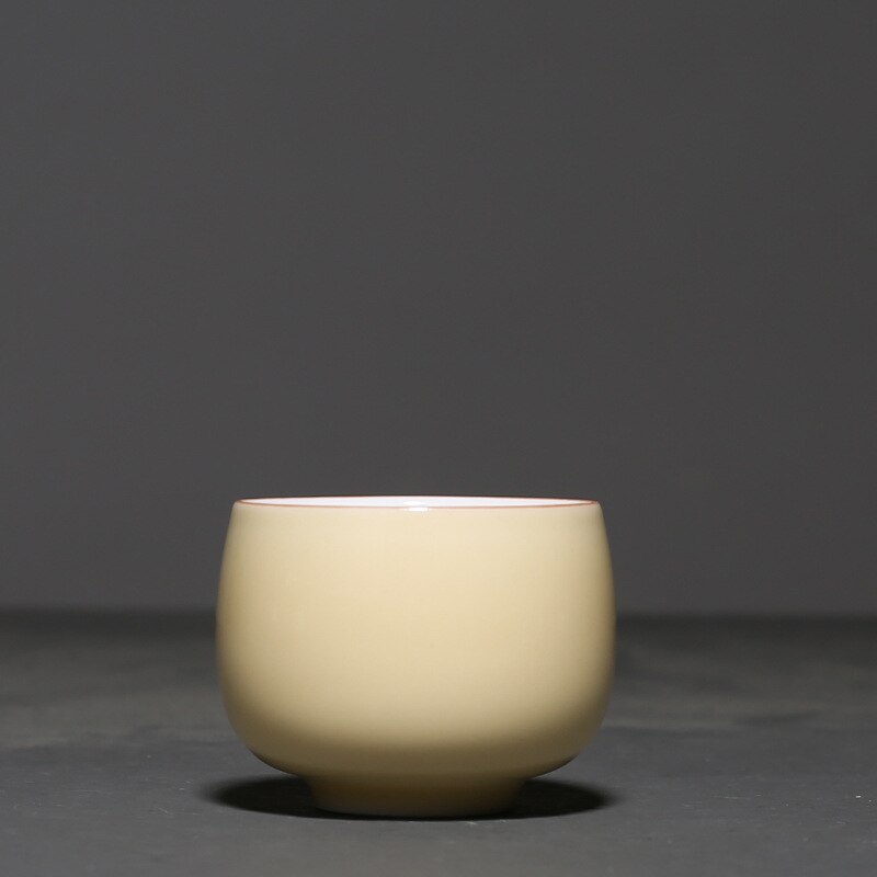 Taza de degustación de cerámica de Color sólido Simple, cuenco de té, juego de té de Kung Fu, taza de té para el hogar, taza maestra de agua, 95ml: Beige