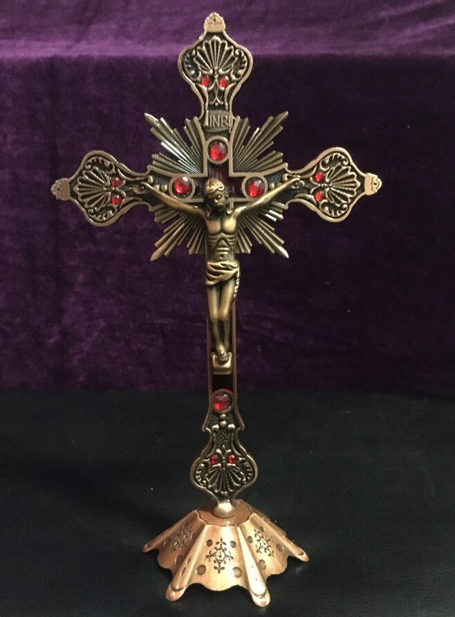 Hause Kirche Diamant einstellen Gold Silber Kupfer verrotten Kupfer Jesus überqueren Heiligen Bitteren Statue Dekoration Katholischen Christian Handwerk