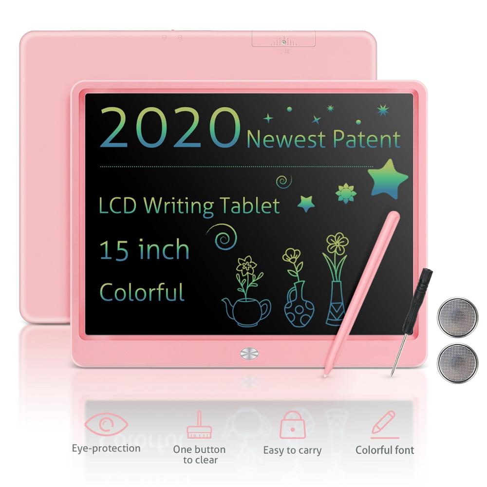 15&quot;LCD Writing Tablet with Pen Digital Drawing Electronic Handwriting Pad Message Graphics Board: pink Multicolor