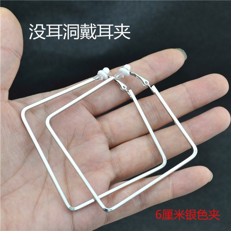 Clip On The Ear Without Piercing Earrings for Women Jewelry Fine Accessories Non Pierced Girl Students Ladies Earrings: silver clip 6cm