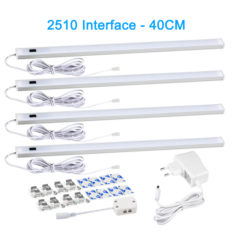 Luz LED debajo de las luces del gabinete para cocina, interruptor de barrido manual, Sensor de movimiento PIR, lámpara de armario, luz nocturna Led de 30/40/50cm: naranja / Color blanco cálido