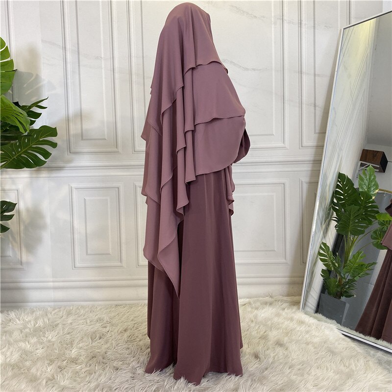 Ramadan Eid Prayer Garment Long Khimar Hijab Scarf Sleeveless Tops Islamic Women Abaya Jilbab Abayas Muslim Arab Clothing Niqab: purple Khimar