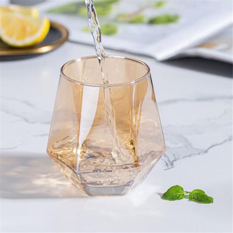 Verre à eau Hexagonal coloré de 300ml, pour la fabrication de bière, de whisky,: A