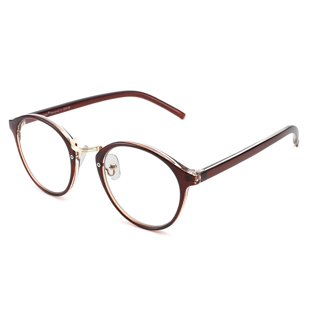 Cyxus, gafas de ordenador con bloqueo de luz azul para Anti UV y ojo, gafas coreanas con montura redonda, cristales transparentes para mujeres y hombres, gafas 8065: Dark brown