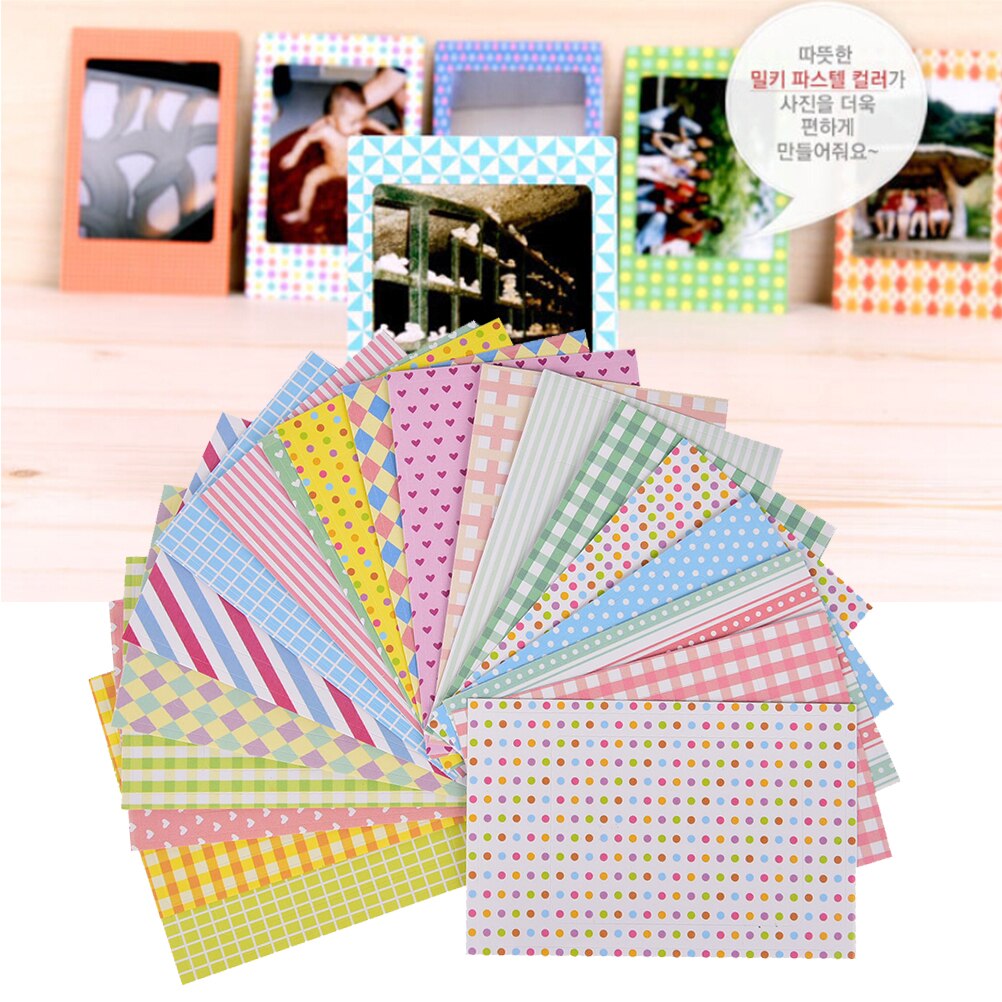 20 Stks/partij Snoep Kleur Fotoalbums Stickers Diy Scrapbook Decoratieve Papier Foto Frame Voor Instax Mini Film Home Decor