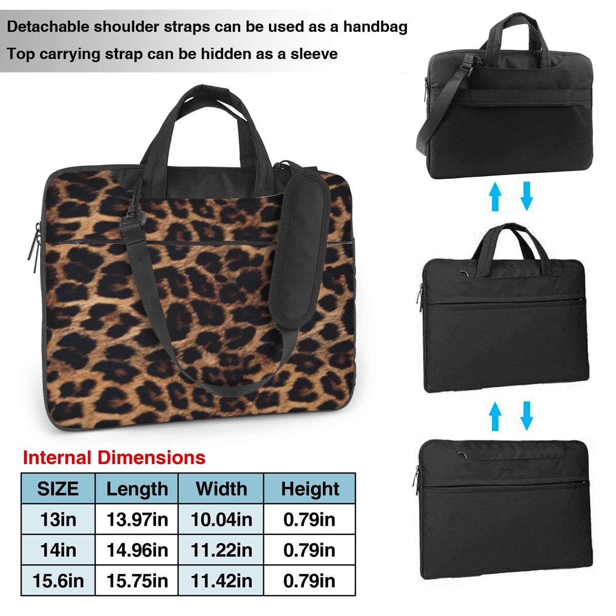 Luipaardprint laptoptas beschermhoes computertas 13 14 15,6 inch crossbody laptoptas voor Macbook Pro Air