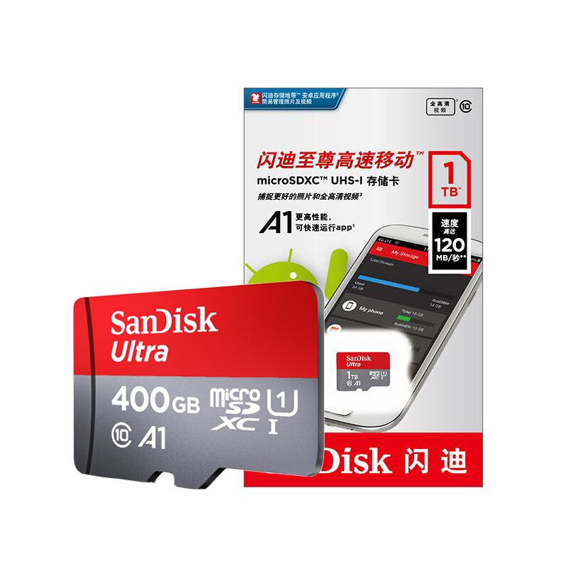 Sandisk A1 Geheugenkaart 16Gb 32Gb 64Gb 128Gb 200Gb 256Gb 400Gb Micro Sd kaart Class10 UHS-1 Flash Card Memory Microsd Tf/Sd-kaart