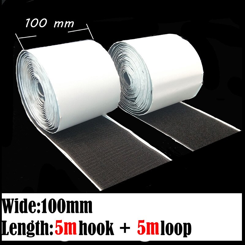 5 Meters/roll self-adhesive velcros hook and loop fastener tape adhesive velcros magic strap sticker velcros adhesive Glue DIY: 100mm 5m hook  loop