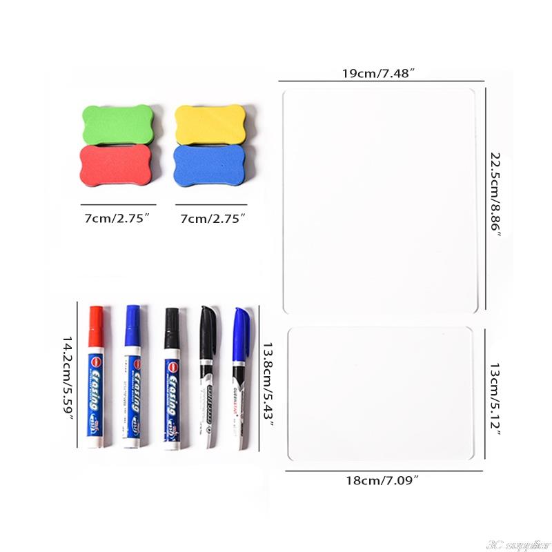 Clear Studying Board Kit Small Large Acrylic Board Notes Memos Pad Include Blue/Black Markers Dry Erasers for Student