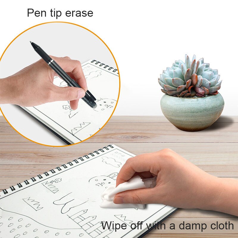 A5/B5 Smart Reusable Erasable Notebook Paper Wave Cloud Erase Notepad Lined with Pen NC99