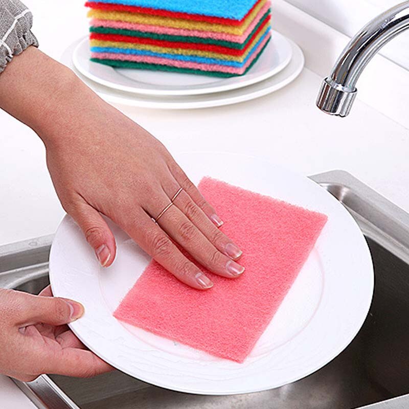 Clean 10pcs Kitchen Home Scouring Scour Scrub Cleaning Pads Random Color Strong Decontamination Dish Towels