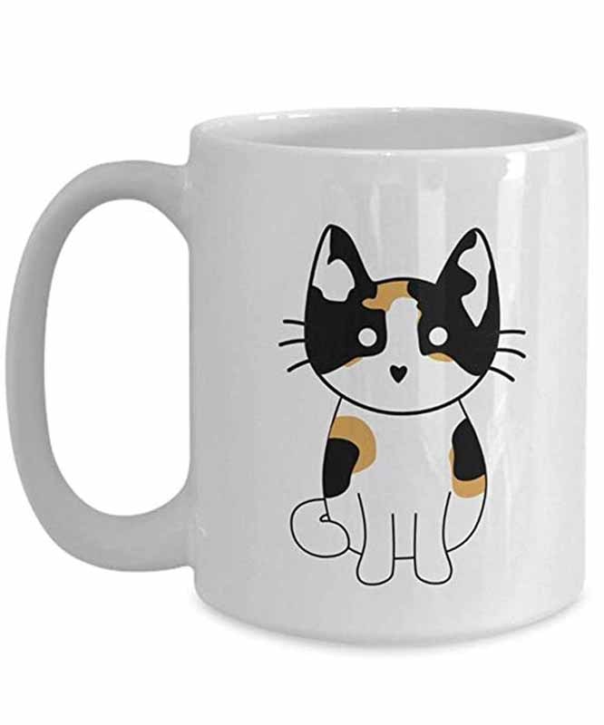 Cat Coffee Mug - Calico Cat Mug - Funny Tea Cocoa Cup - Novelty Birthday Christmas Anniversary Idea, 11oz Ceramic Co