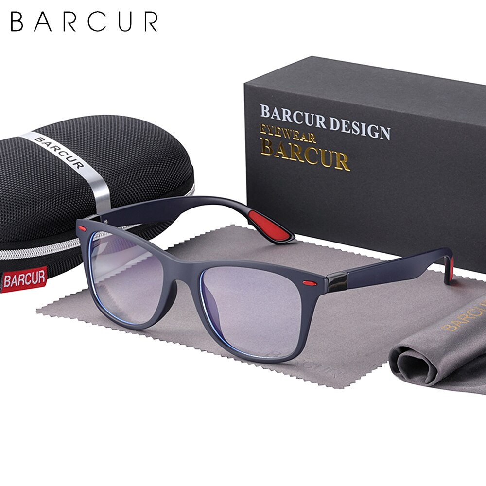 BARCUR Retro Blue Light Blocking Glasses Computer Glass Frame Men Glass Women Trend Styles Brand Optical Reading: Blue