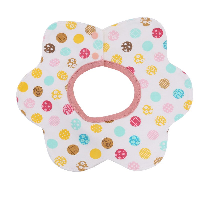Baby Waterdichte Bib 360 ° Draaien Puur Katoen Huidvriendelijke Schortje Hexagon Bloemvorm Cartoon Vlekken Multifunctionele voeden Sjaal: Colored dots