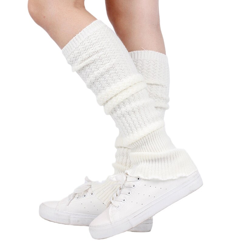 Women's Leg Warmer Soft Knitted Foot Cover Candy Color All-match Warming Boot Stockings 1 Pair Winter Loose Over Knee Socks: white