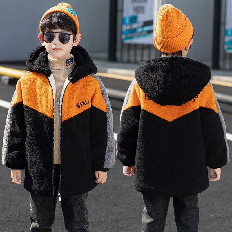 Tiener Jongen Winterjas Kinderen Plus Fluwelen Warme Jas Jongens Midden Lange Jas Winter Hooded Dikke Mode Kleding 5 7 9 11 13 Y
