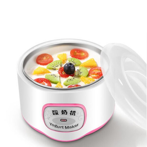 EDTID máquina eléctrica para Yogurt Leben, fermentador automático multifunción de acero inoxidable con revestimiento nato, máquina para vino, Yogurt, 4 tazas: Pink no cup
