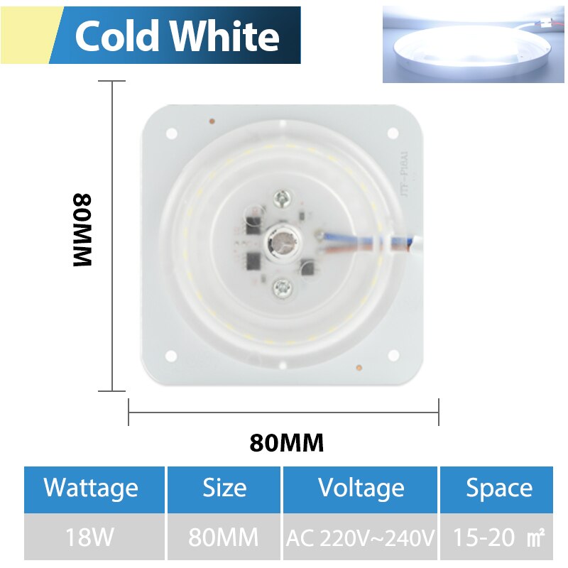 Módulo LED, lámpara de techo, minimódulo, reemplazo de accesorio, fuente magnética, Bombilla de placa de luz de larga vida, 220V, 12W, 18W, 24W: MINI Module Cold 18W