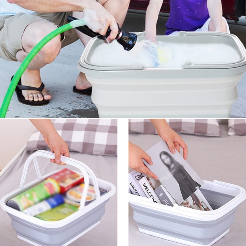 Rechthoek Inklapbare Wastafels Camping Picknick Manden Opvouwbare Wasmand Vuile Kleren Opslag Container Emmer Cleaning Tools