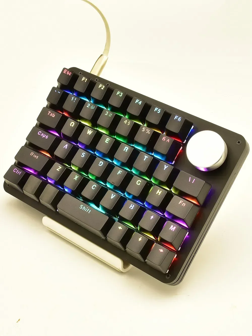 Mini teclado mecánico G50 Mk45, perilla de teclado numérico RGB, teclado de programación Macro, accesorios ergonómicos, de dibujo, de oficina: Caqui / Interruptor marrón