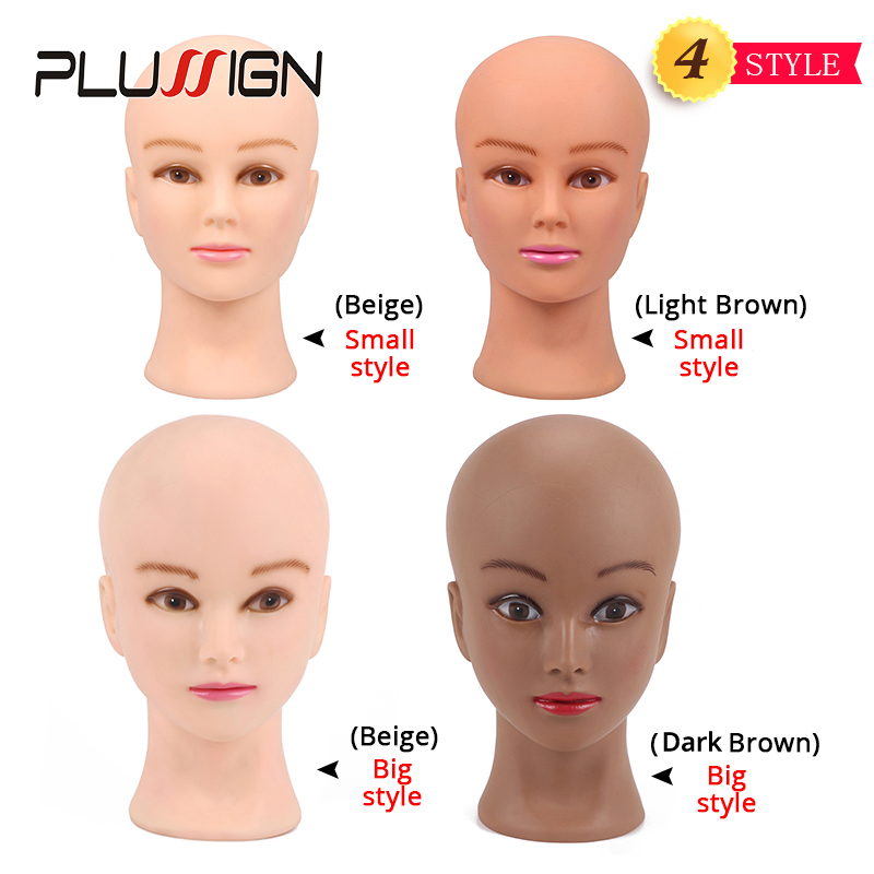 Bald Mannequin Head Beige Female Cosmetology For Wig Making Dummy Head 20.5" Wig Making Heads Black Women Skin