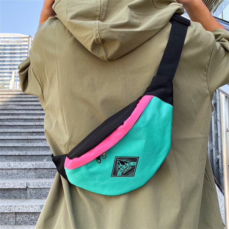 Mulheres Saco Da Cintura Da Lona Personalidade Moda Moda Modelos Ins Japonês Saco Peito Saco Do Mensageiro Do Ombro Esportes Hip Hop Rua
