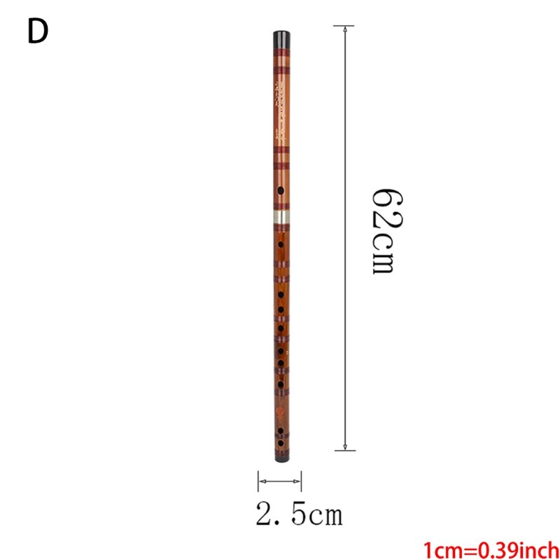 Bamboo Flute - C, D, E, F, G Key - Open Hole Design - Bitter Bamboo Musical Instrument: D