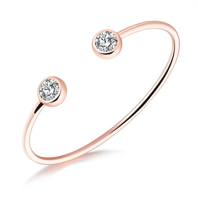 7KMOOR Tendance Or Rose/Or/Argent Couleur Ouvert Femmes Bracelets Classique Incrusté De Zircon Cubique Bracelets de Manchette Directe BB115: rose gold