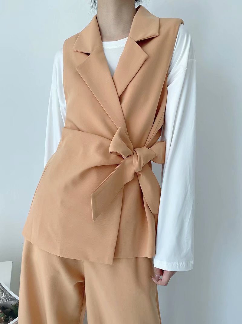 TMODA404-chaqueta verde sin mangas para mujer, ropa de oficina, abrigo Vintage con cuello con muescas, Tops elegantes, 2022