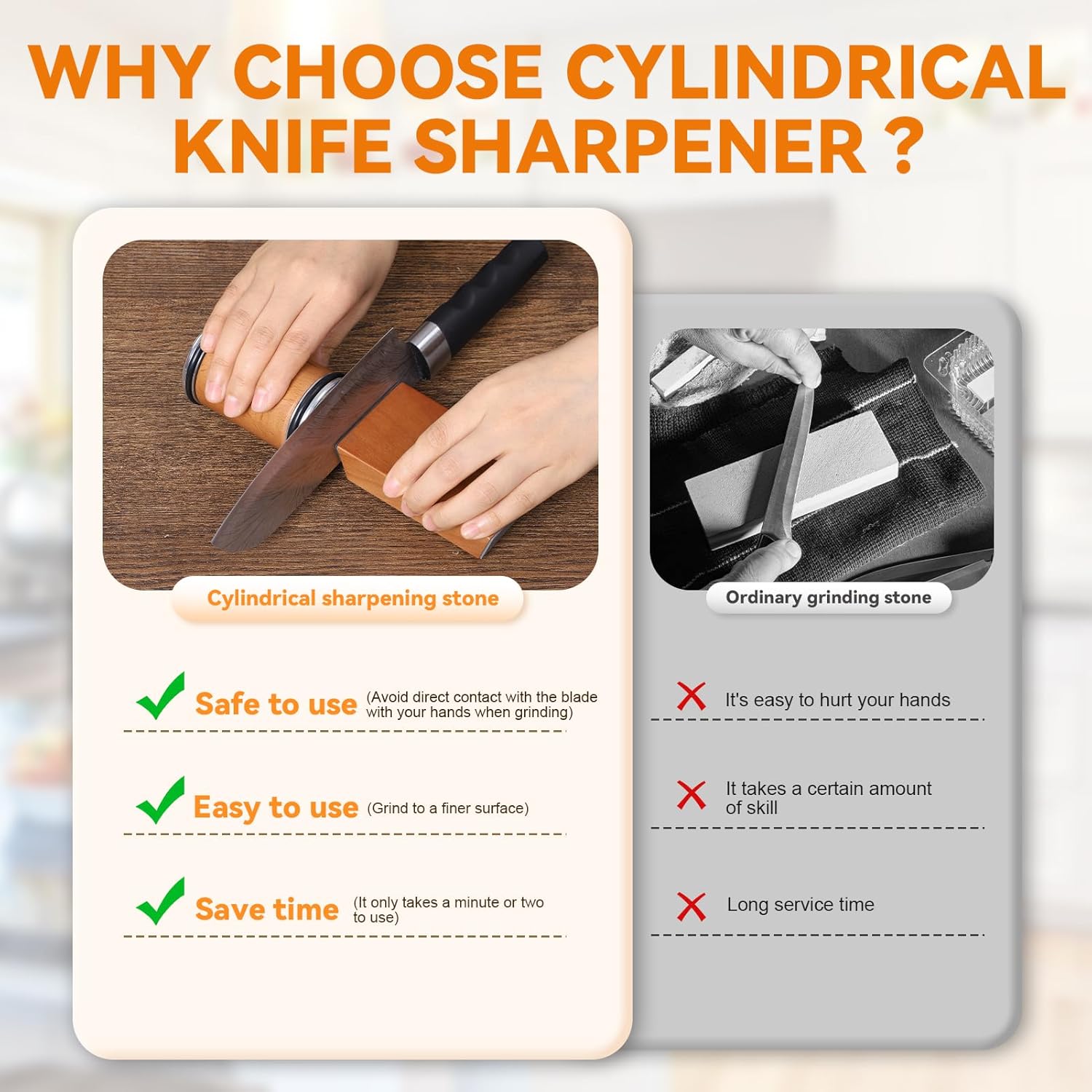 Rolling Knife Sharpener Magnetic Knife Holder Diamond Sharpening Stone Kit with 15 and 20 Degrees Angle Roller Kitchen Accessory