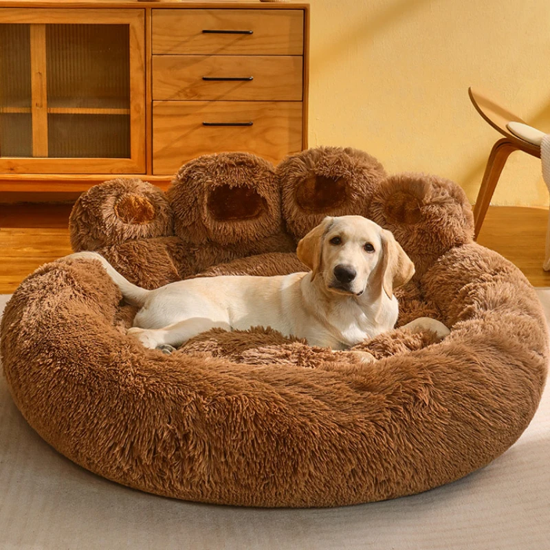 Polymères de chenil en peluche pour chiens, coussin de couchage pour grands chiens, coussin de caisse pour un sommeil profond, fournitures pour animaux de compagnie, accent d'hiver