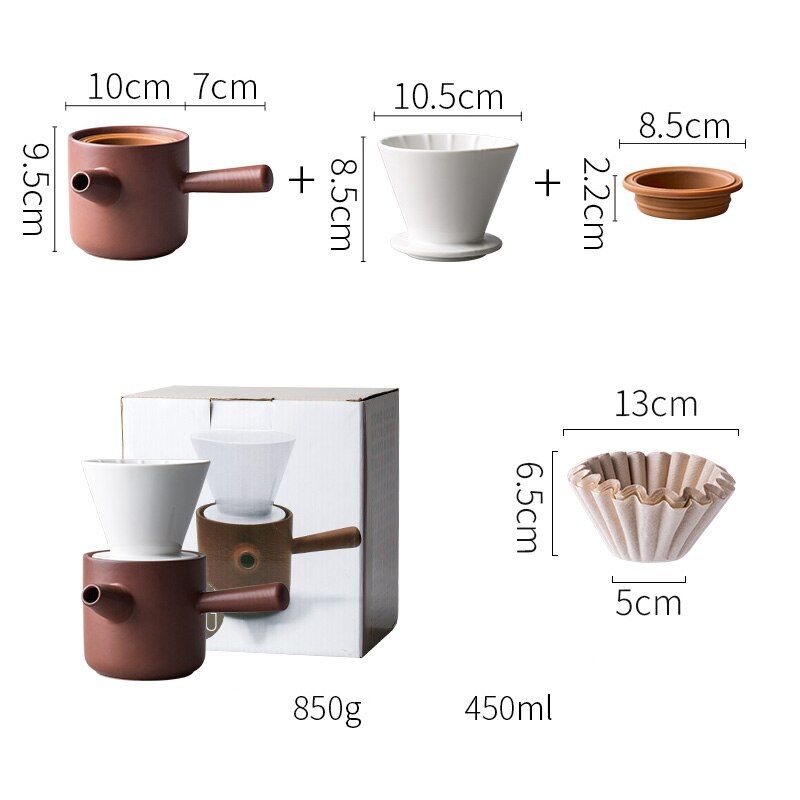 Brygg kaffe hand  v60 dropp kaffefilter gryt set keramiskt dropp filter portabelt delnings gryta kaffe filter kopp kaffe uppsättning: Choklad