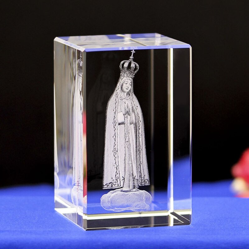 Virgin Mary Statue Our Lady of Crystal Carving Crafts Religious Statues Home Decorations Crystal Ornaments Catholic Statue