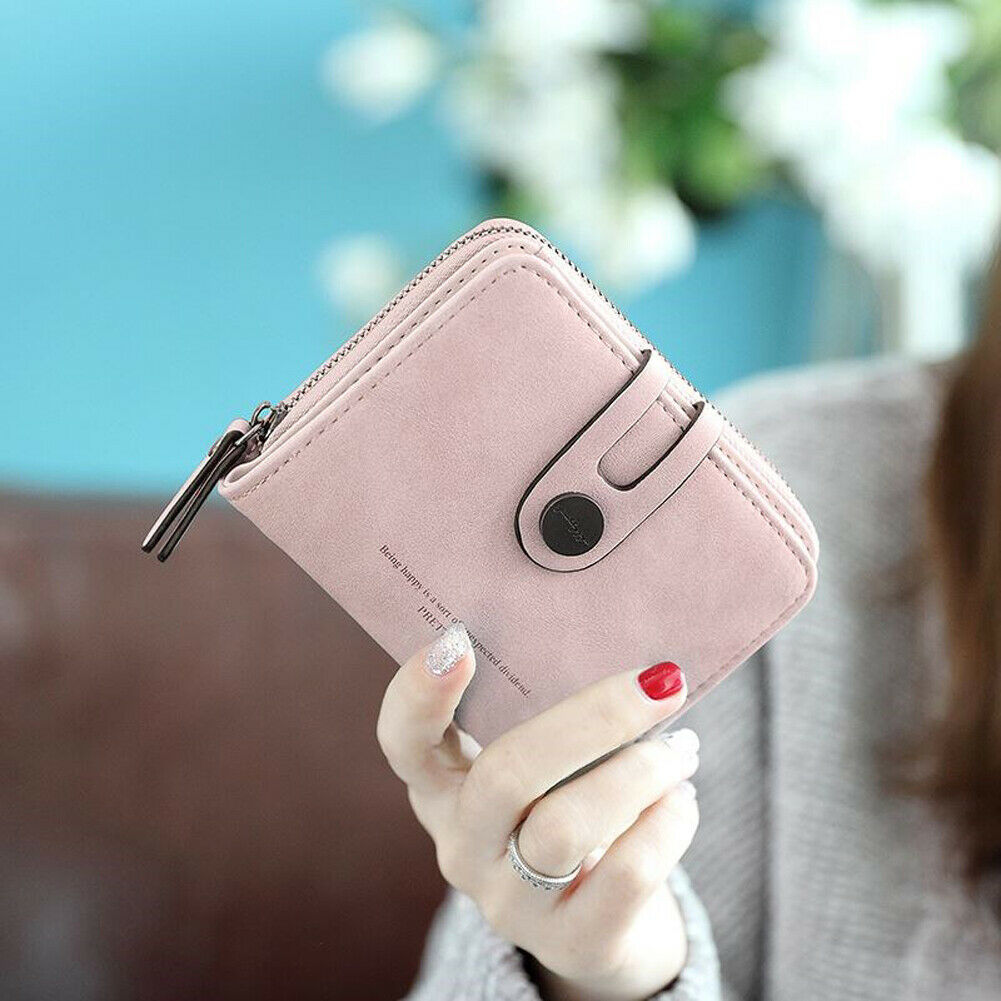 Femmes en cuir petit Mini portefeuille porte-carte d'identité monnaie poche sac à main embrayage: Rose