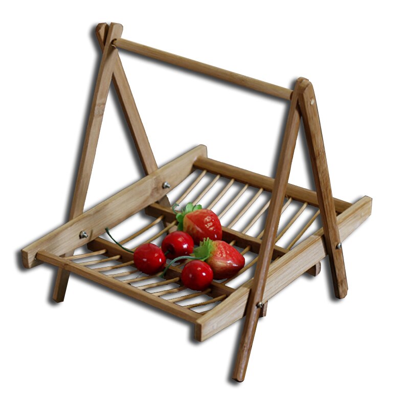 Bamboe Droogrek Schapenvlees Rack Gebakken Snacks Groenten Bamboe Vouwen Mand Bamboe Kledingstuk Rack Fruitschaal Sushi Sla: 25X18X24CM