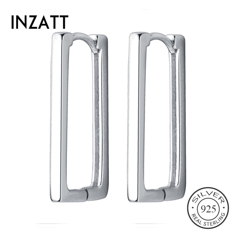 INZATT aro-pendientes de plata de primera ley forma rectangular para mujer, aretes pequeños, plata esterlina 925, estilo minimalista, geométrico, brillante,