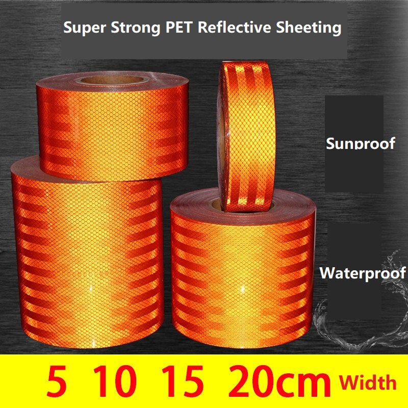 15cm Orange Reflective Tape Dangerous Goods Transport Vehicle Special Reflective Sticker TankCar Body Self-adhesive Warning Sign