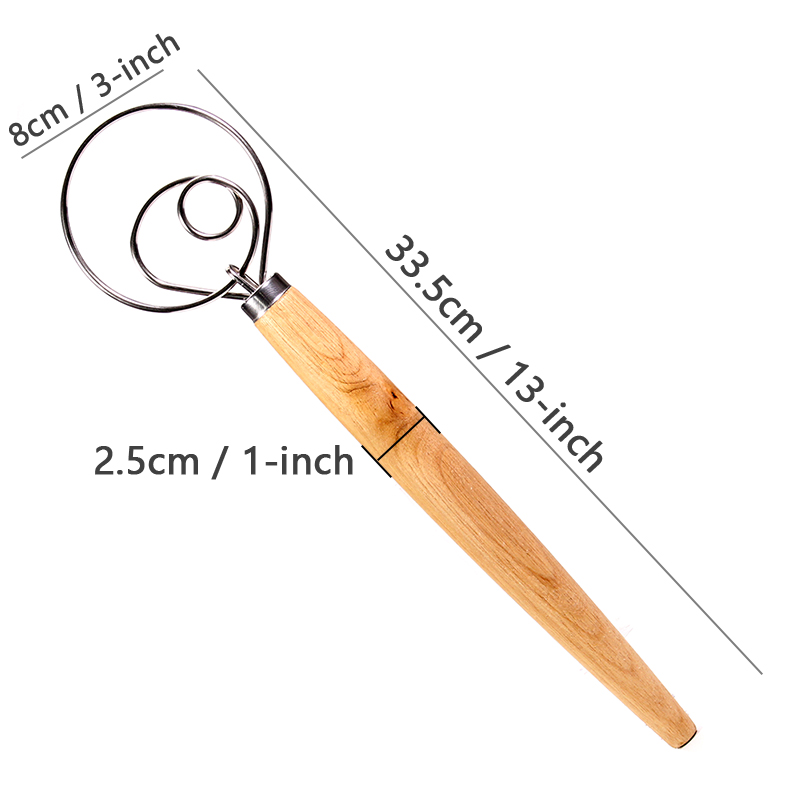 Deense Deeg Garde-Grote 13 "Rvs Nederlandse Stijl Brood Deeg Garde Voor Gebak Pizza Mixer Haak, keuken Accessoires
