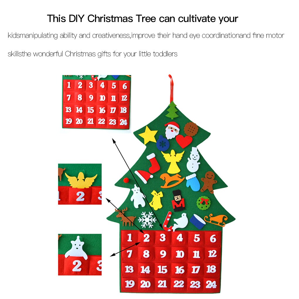 Felt Christmas Tree DIY Wall Hanging Detachable Xmas Ornaments for Toddle Kids Home Decorations Christmas year decorations