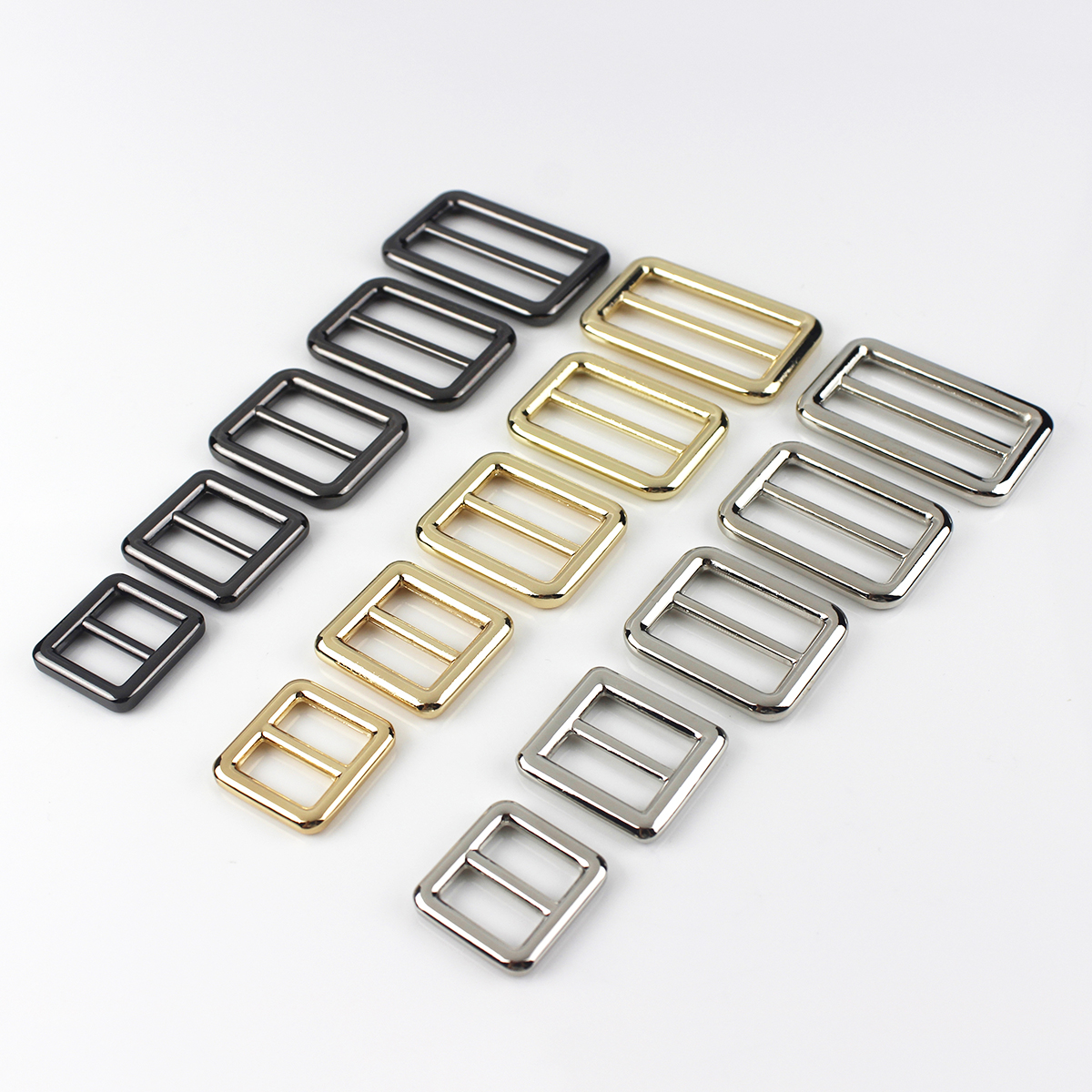 1 pz fibbia tri-scivolare in metallo fuso 3 sbarra regolatore cursore centrale centrale fibbia barra per borsa artigianale in pelle zaino tracolla