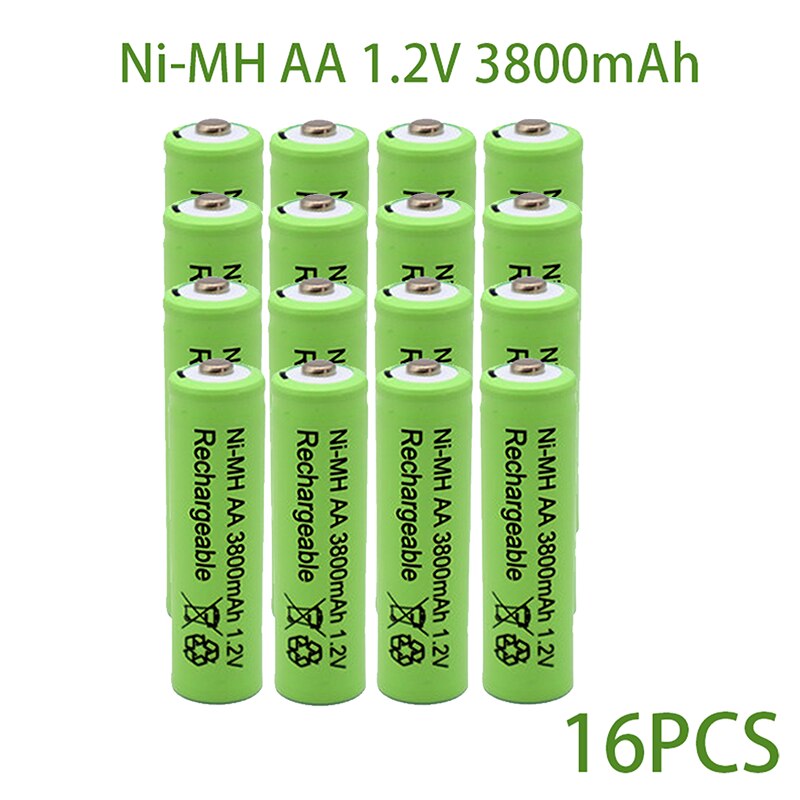 Aa 1.2v 3800 mah batteri ni-mh genopladeligt batteri til legetøjsfjernbetjening genopladelige batterier  aa 1.2v batteri+oplader