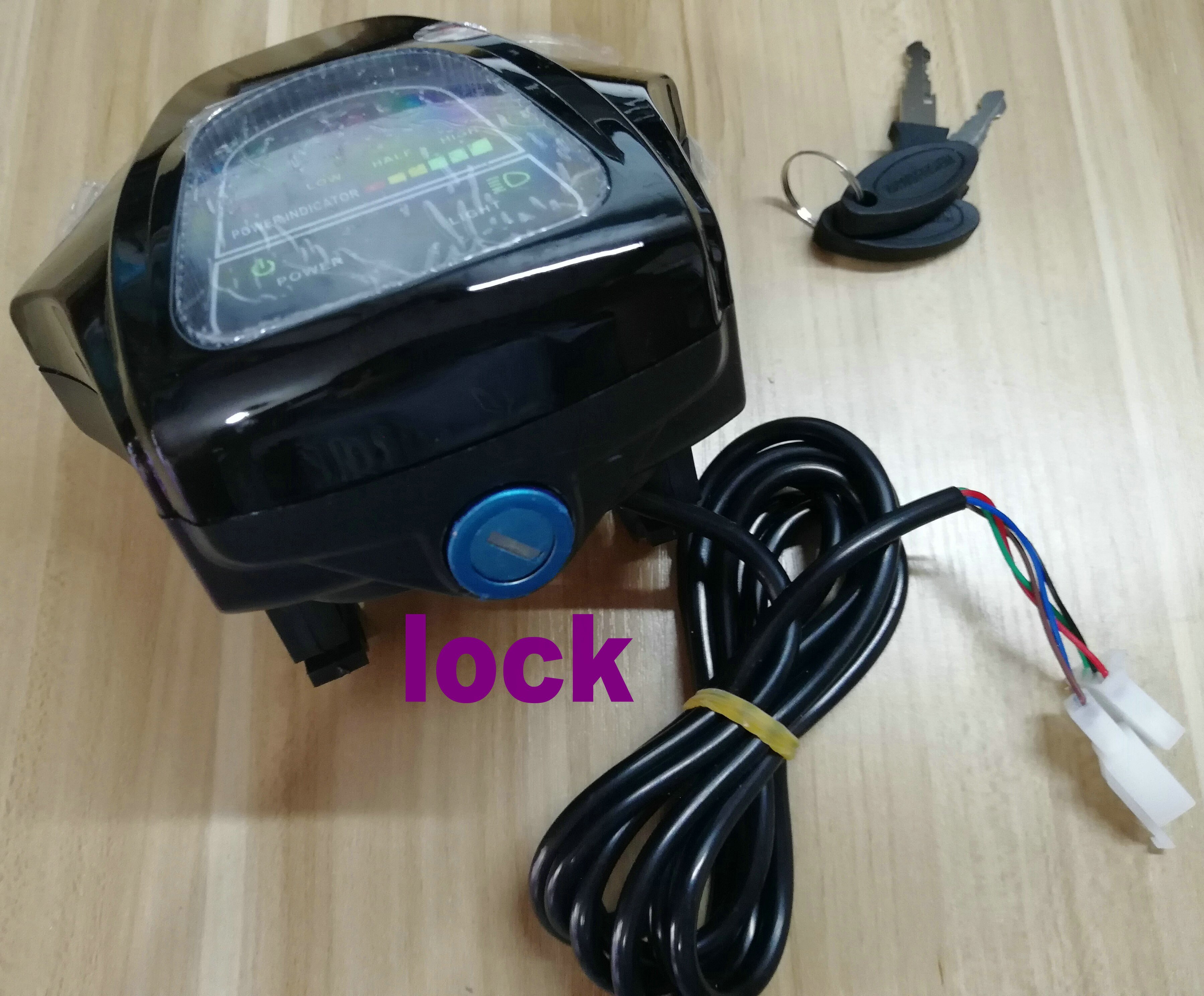 60v/48v batterinivå / strömindikator + frontljus + bluetooth + lås / nyckel för elektrisk cykel trehjuling mtb-skoter diy-del