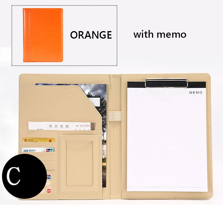 Datei Mappe A4 mit Taschenrechner Multifunktion Datei Papier Organizer Manager dokumentieren Pads Aktentasche Padfolio Tasche Geschäft Lieferungen: OrangeC