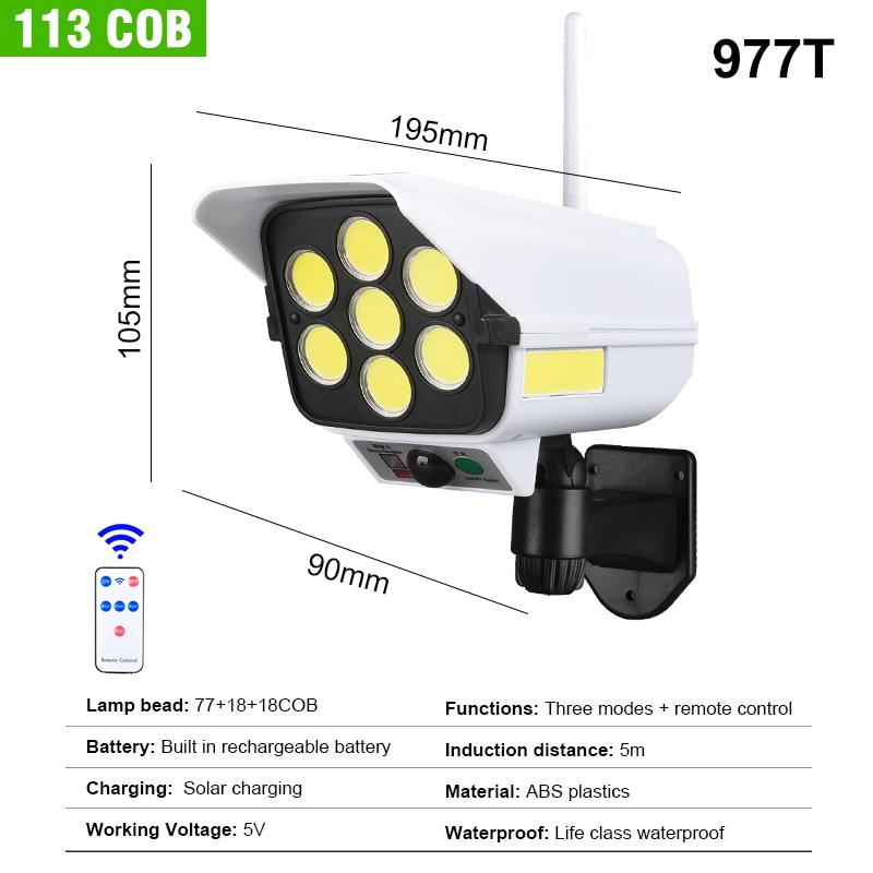 Remote Control Solar Projector Lamp Simulation Monitor Spotlight Courtyard Body Induction Flood-light Outdoor Lighting: 03