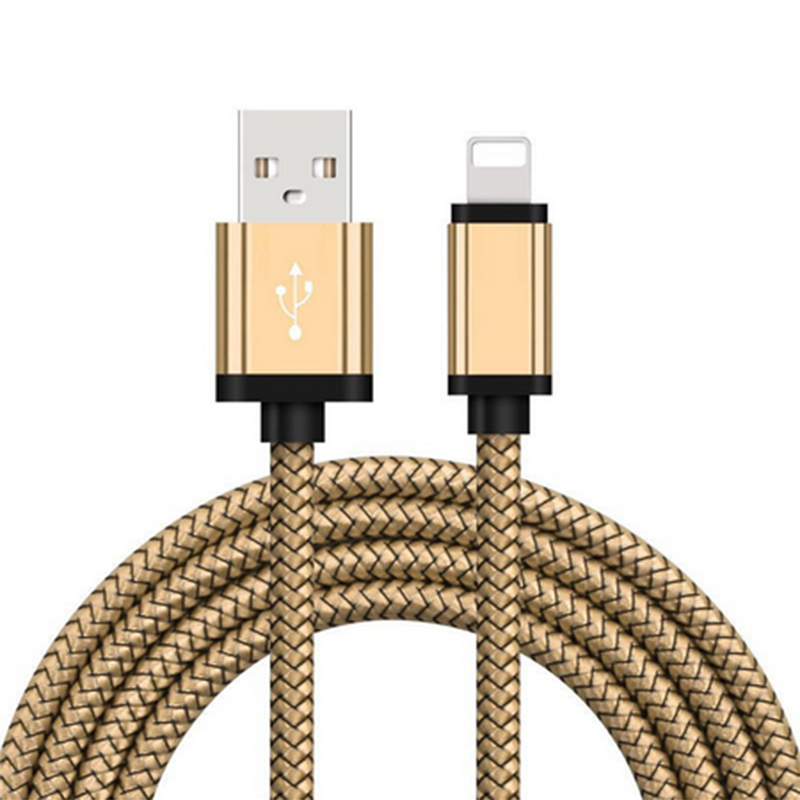 Nylon USB Schnelle Ladekabel Für Apfel iPhone XR XS MAX X 8 7 6 S 5 S 5 6 Plus ipad Mini Telefon Beleuchtung Ladung Daten Kabel: gold / 1m